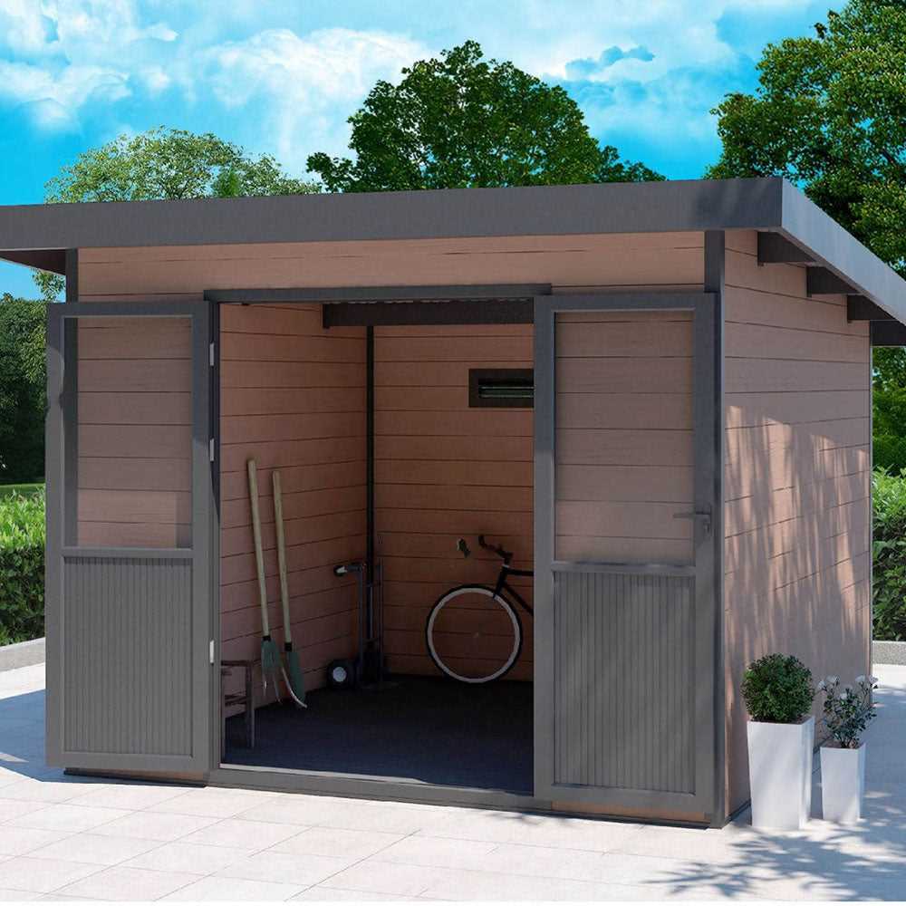 WPC Storage Sheds L9.9 x W9.9 x H7.9 Garden Sheds, Outdoor Sheds