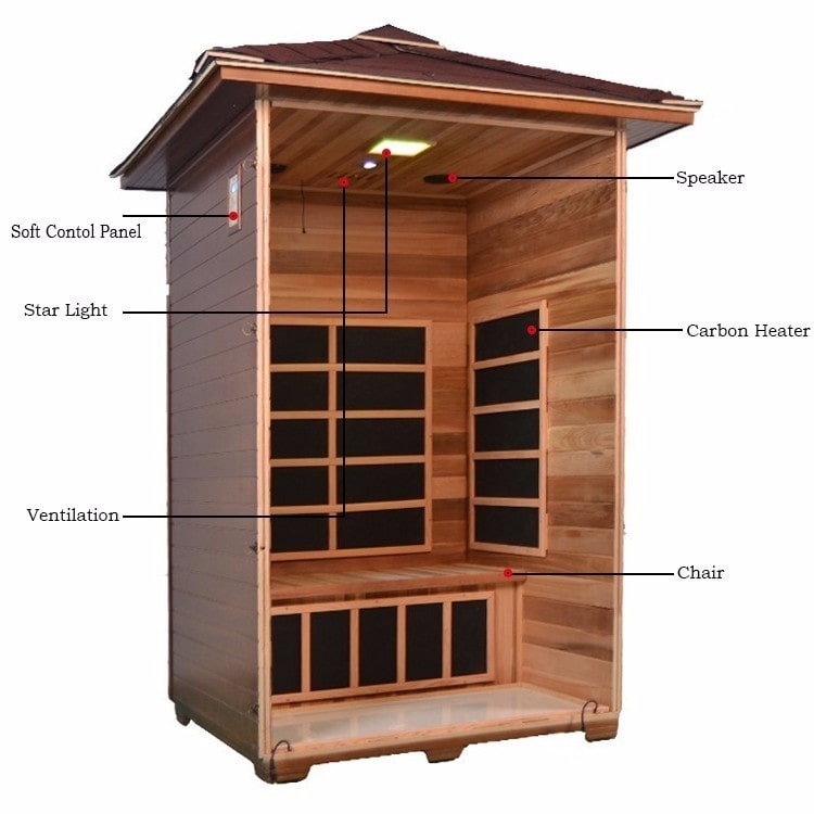 1-2 Person Far Infrared Indoor Sauna with Carbon Heaters
