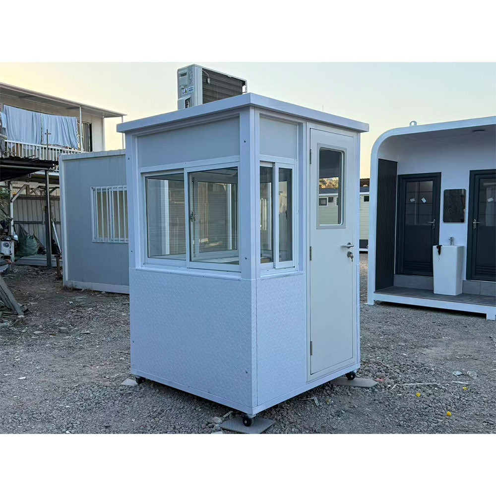 Security Shack Modern 5×5ft Diamond Plated Mobile Guard Shack with AC