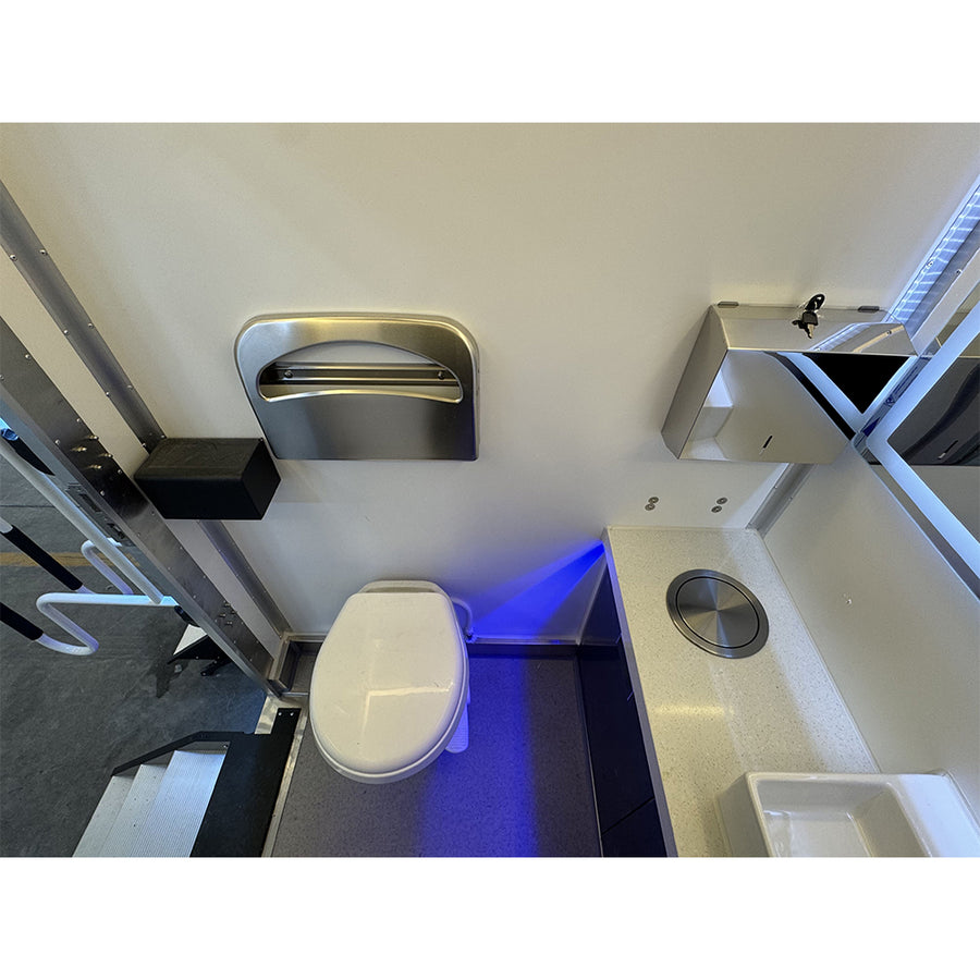 7 ft 2-Stall Restroom Trailer with Power Generator, Air Conditioning & Heating