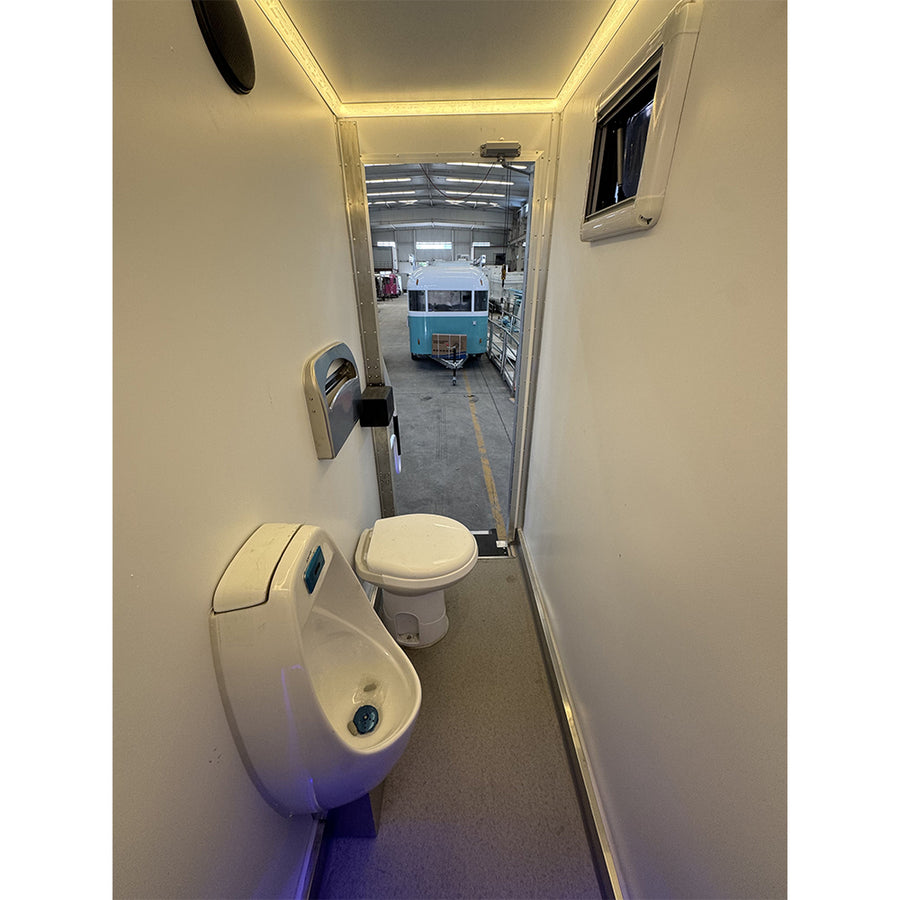 7 ft 2-Stall Restroom Trailer with Power Generator, Air Conditioning & Heating