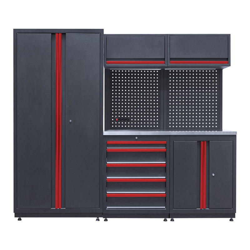 Compact Steel Garage Workbench Cabinet System 6.5ft