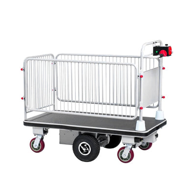 Electric Flatbed Trolley Cart 880 lb Capacity with Fence