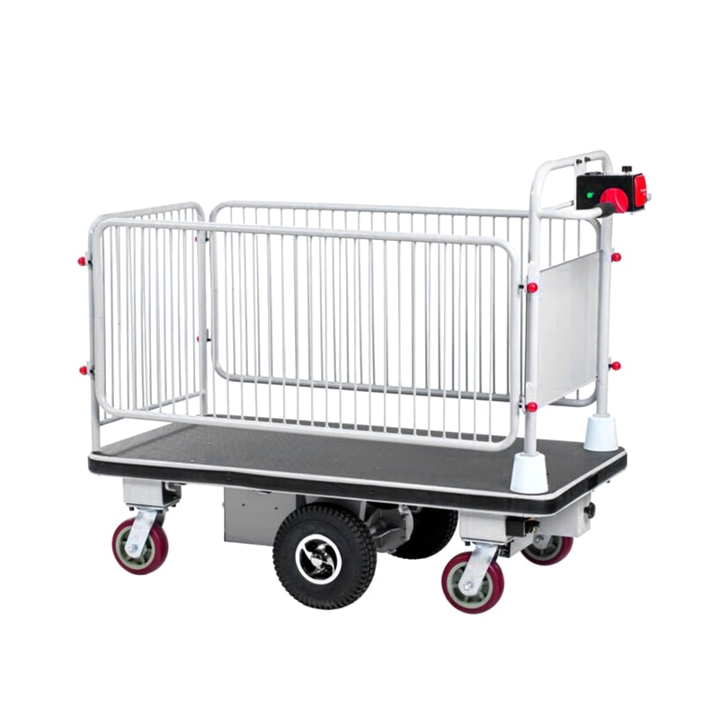 Electric Flatbed Trolley Cart 880 lb Capacity with Fence