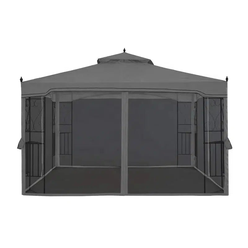 Soft Top Gazebo 10x10ft Black Removable Curtain