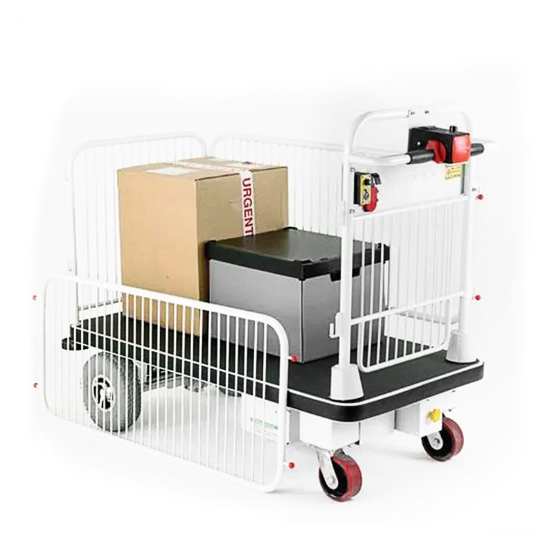 Electric Flatbed Trolley Cart 880 lb Capacity with Fence