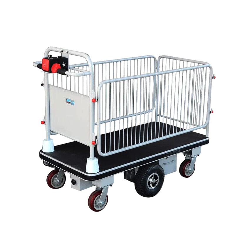 Electric Flatbed Trolley Cart 880 lb Capacity with Fence