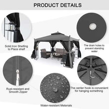 Load image into Gallery viewer, Soft Top Gazebo 10x10ft Black Removable Curtain