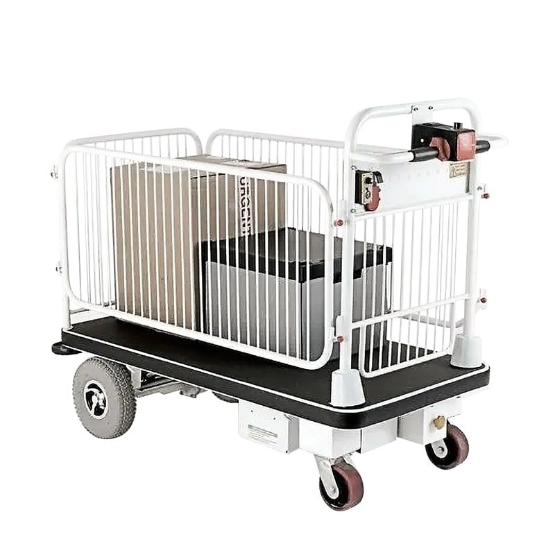 Electric Flatbed Trolley Cart 880 lb Capacity with Fence