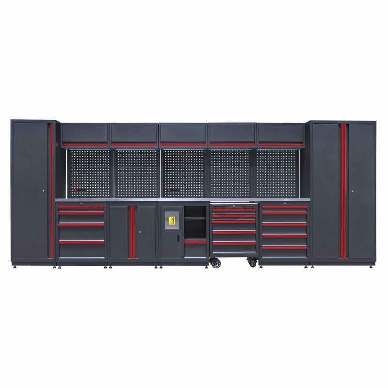 Steel Garage Workbench Cabinet System 17ft