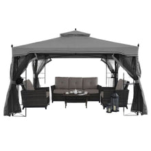 Carregar imagem no visualizador da galeria, Soft Top Gazebo 10x10ft Black Removable Curtain