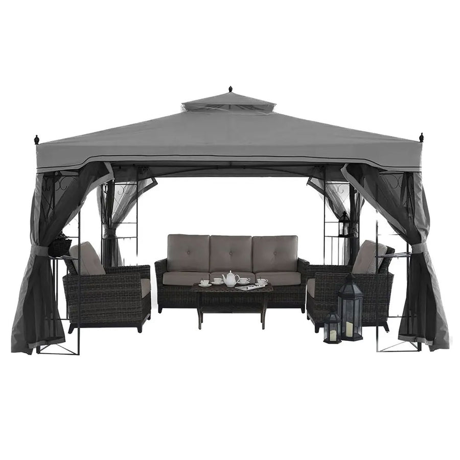 Soft Top Gazebo 10x10ft Black Removable Curtain