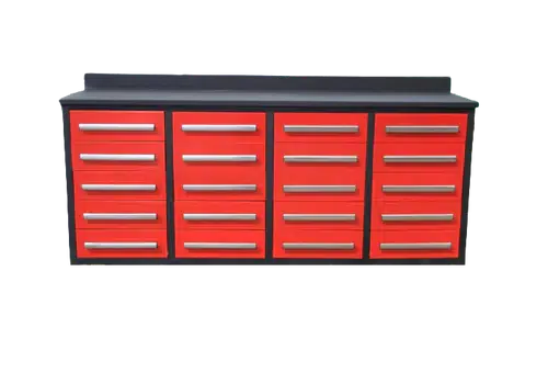 Garage Storage Cabinets 7' with Workbench (20 Drawers)
