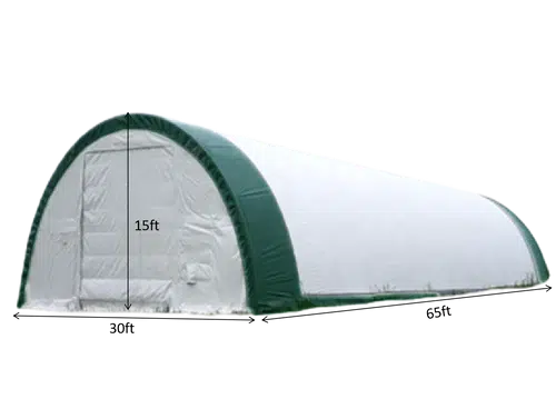 Single Truss Arch Storage Shelter W30'xL65'xH15' 11oz PE