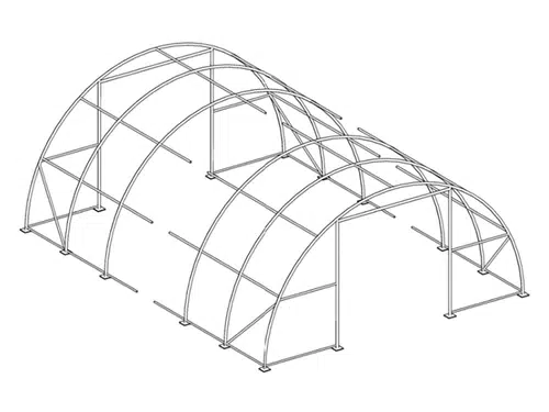 Single Truss Arch Storage Shelter W30'xL65'xH15' 11oz PE For Equipment